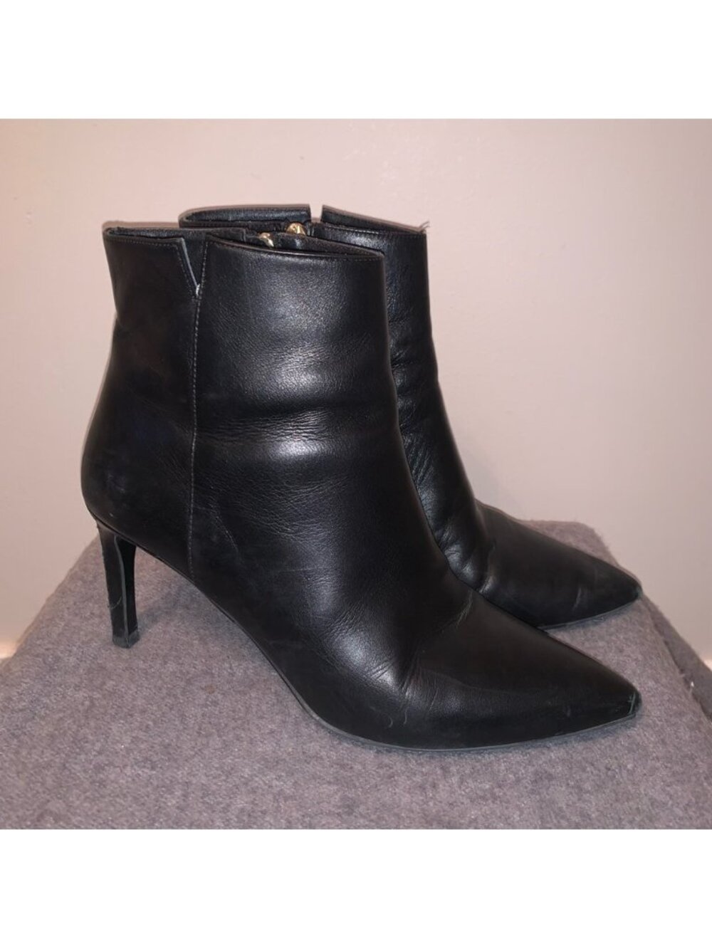 LK Bennett Black Leather Stiletto Ankle Boots 40